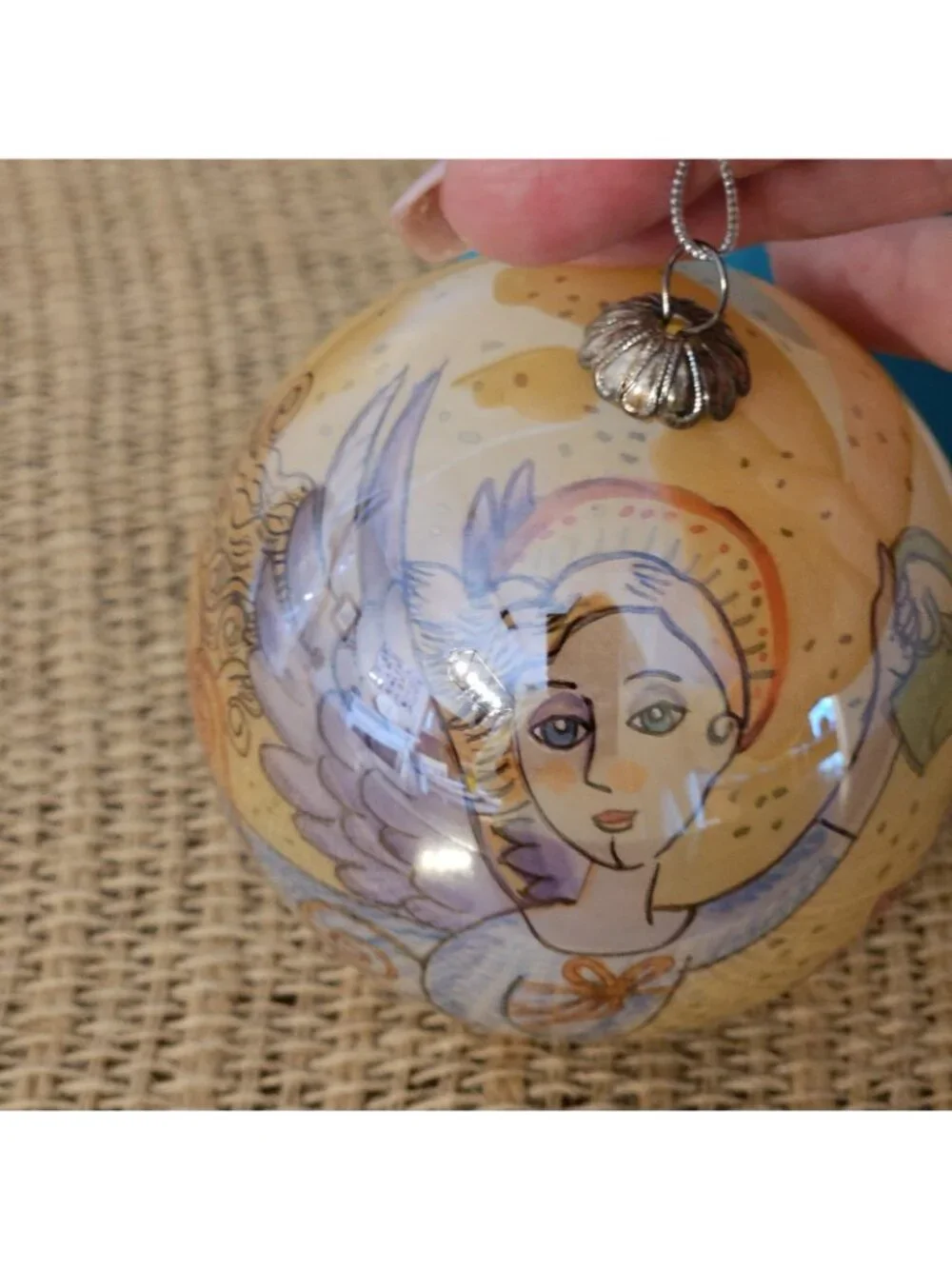 Pier One Li Bien 2006 Angel Christmas Ornament Hand Painted Blown 3